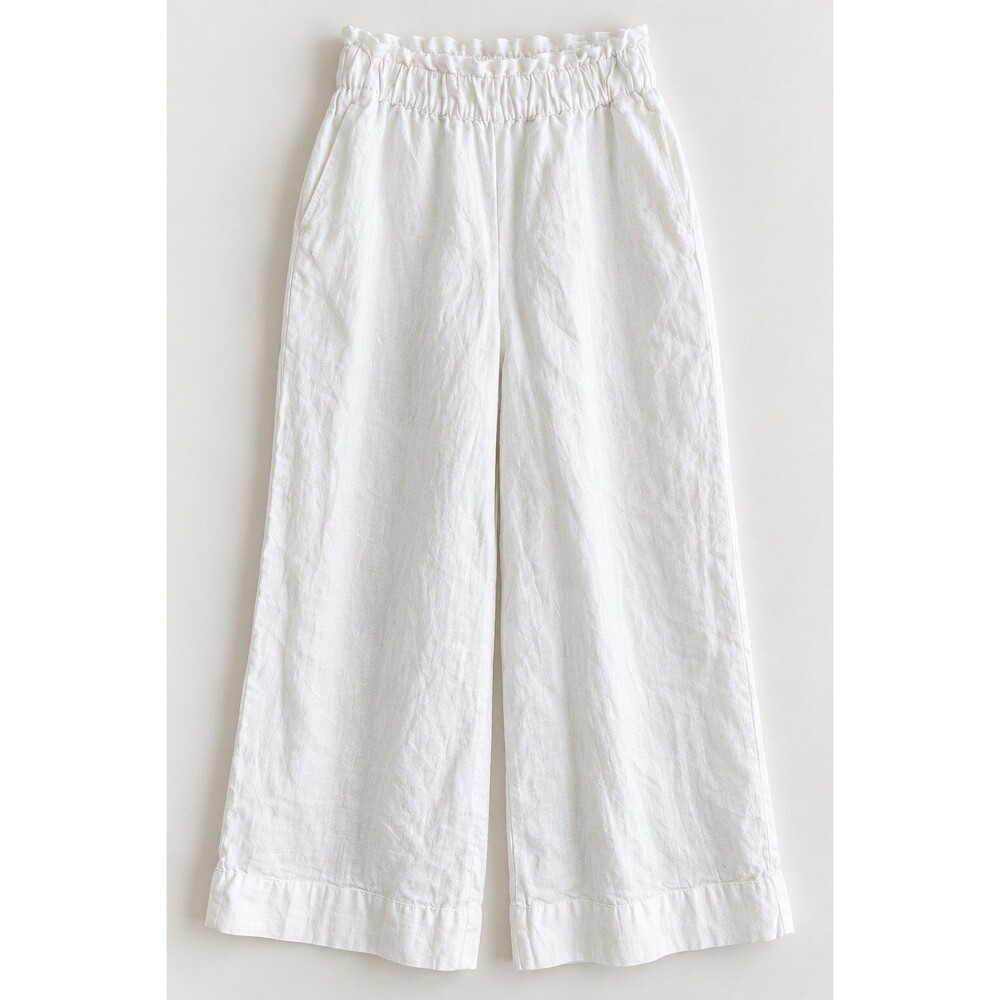 Chico’s Women’s 100% Linen Wide Leg Pants – White – Size 0 (US 4)